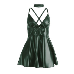 Subblime - 955434 Robe À Bretelles En Cuir Vert S/M